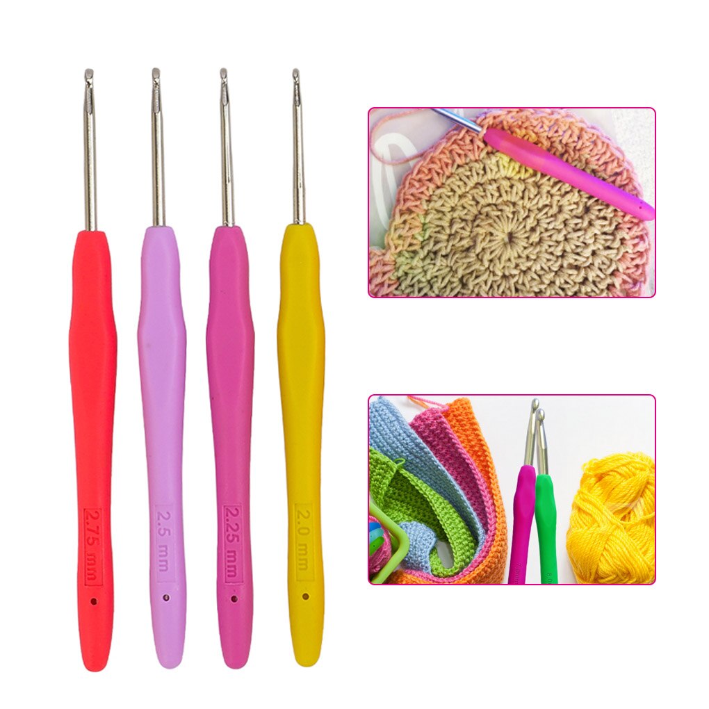10pcs Small Size Lace Crochet Hooks Set Soft Grip Handle Knitting Weave Yarn Craft Crochet Hooks