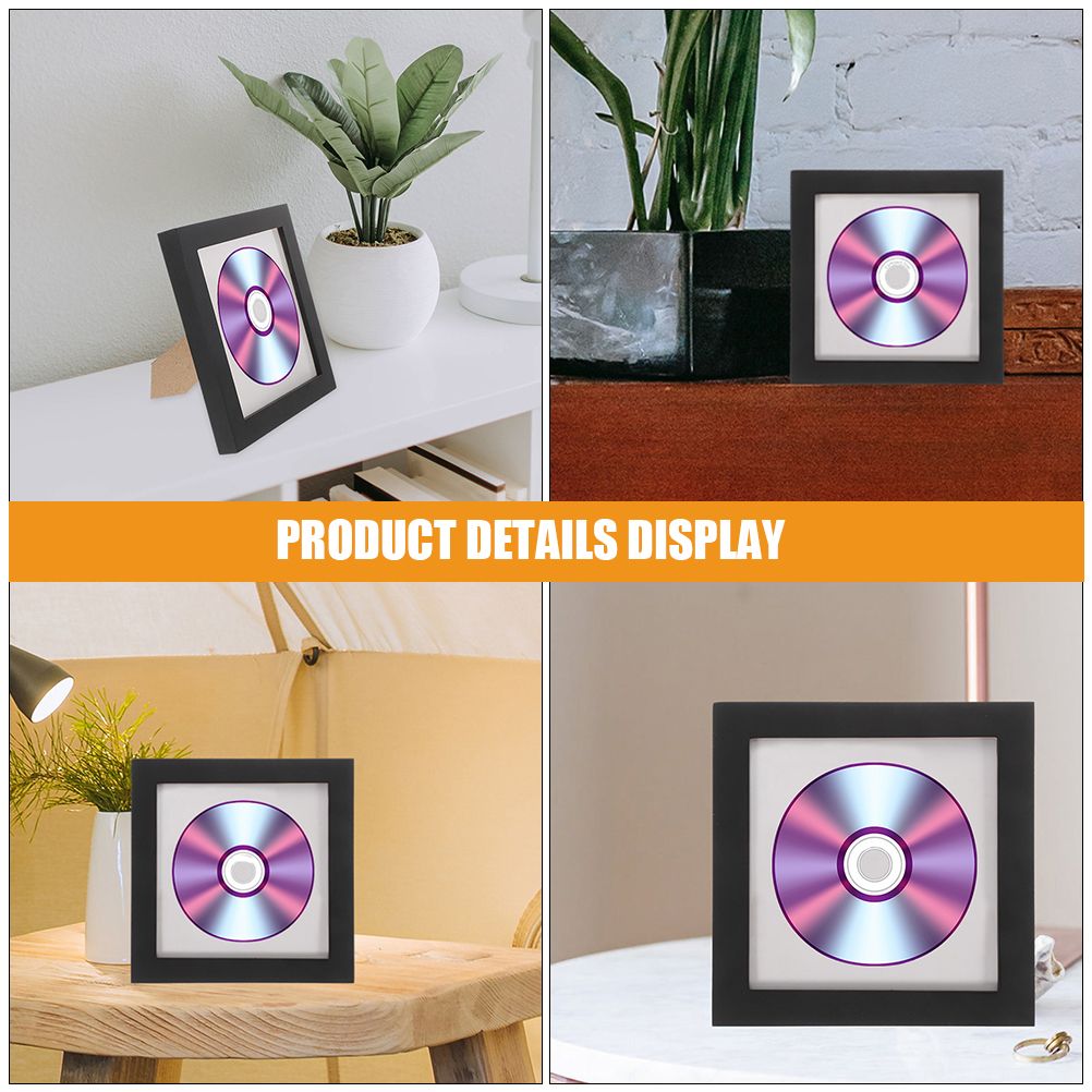 CD-Paket, quadratischer Rahmen, Holz-Display, Albumrahmen für Schallplatten, kleiner Bilderrahmen, CD-CD-Halter, Halter, Ganizer