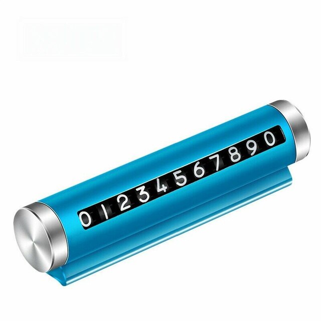 Metalen Auto Tijdelijke Parkeerkaart Universele Draaien Telefoon Nummer Plaat Aluminium Stickers Park Stop Parking Telefoonnummer Plaat: Blue