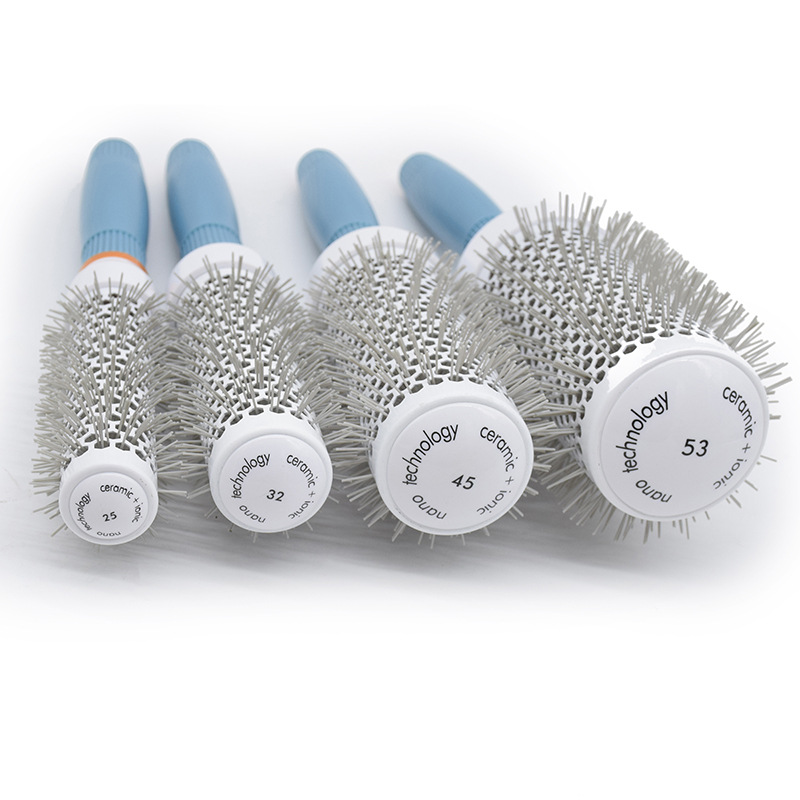 Ceramic Ion Hair Comb Salon Hair Brush Hair Styling Hairbrush Hairdressing Comb Round Curly Hair Rollers Tools Blue