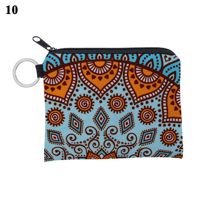 Mini Waterproof Purse Card Holder Wallet Portable Card Bag Multicolor Storage Pouch Key Case Coin Bags Mandala Pattern Pouch