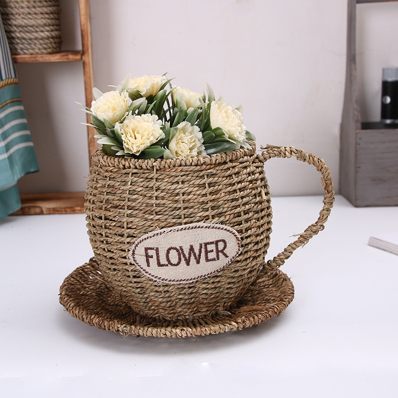 Rattan Weaving Flower Basket Woven for Home Garden Wedding Decoration K888