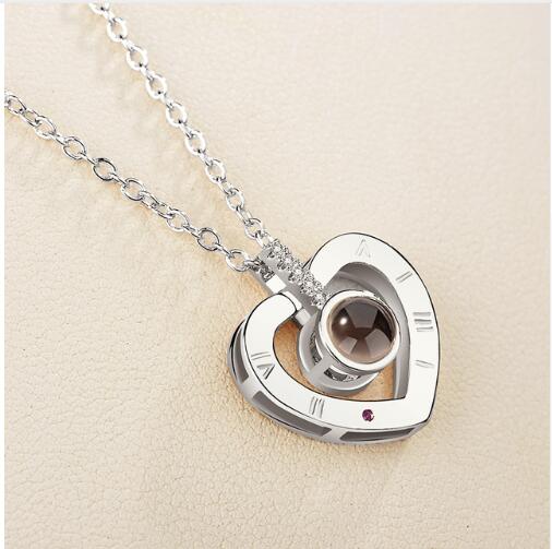 Romantische Liefde Geheugen Initial Ketting Rose Goud & Zilver 100 Talen I Love U Projectie Hanger Ketting Collier Femme