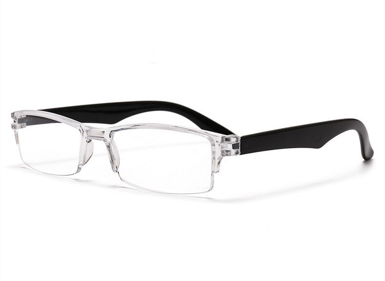 YOOSKE demi-cadre lunettes de lecture presbyte lunettes femmes hommes Prescription vue lointaine lunettes loupe avec tissu: +300 / Black