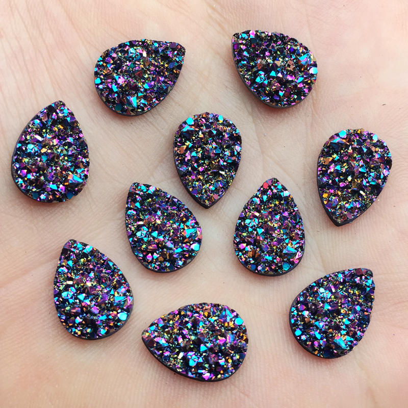 Diy 50 Stuks 9*13Mm Glitters Ab Kleuren Minerale Oppervlak Resin Plaksteen Cabochon Diy Bruiloft Decoratie ambachten-A57