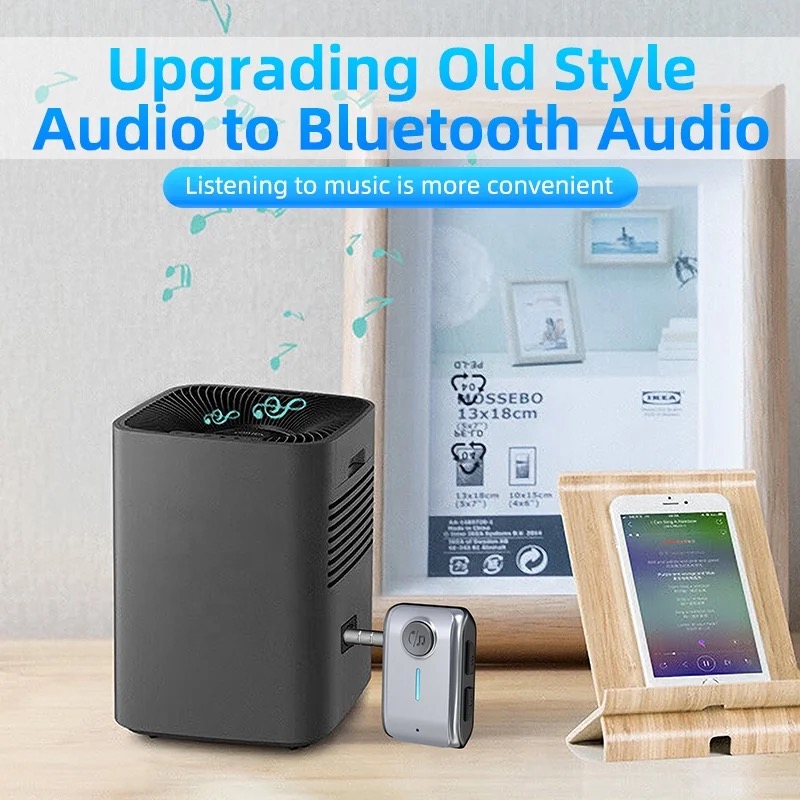 Bluetooth 5.3 Car Receiver Adapter 3.5mm AUX Jacks for Car Speaker Headset Audio Music Receiver Hands Free Bluetooth 5.3 Adapter