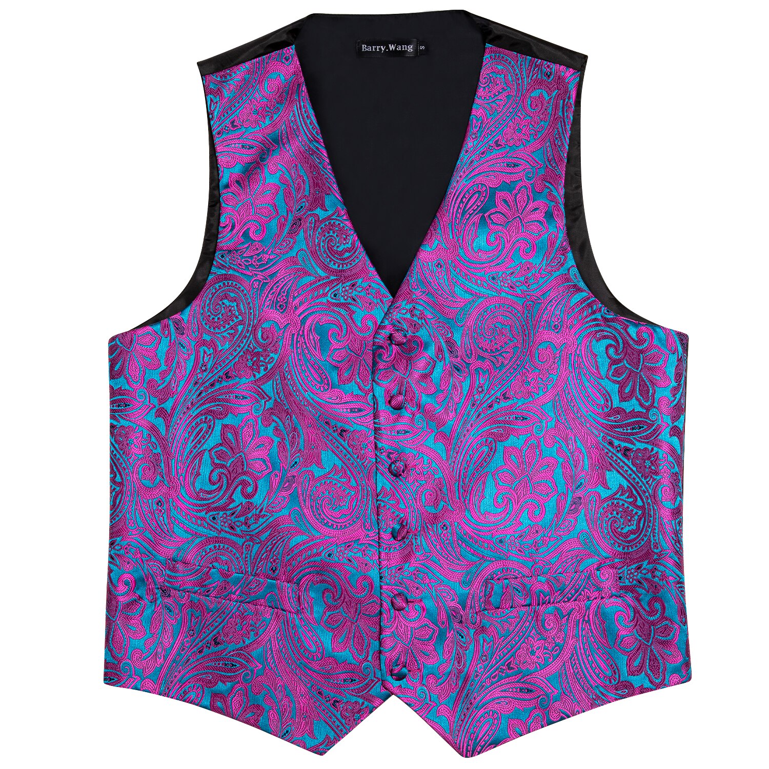 Gilet de costume de mariage pour hommes, Rose rouge, bleu Floral, Jacquard, gilet en soie, mouchoir, cravate, ensemble de costume, de Barry.Wang