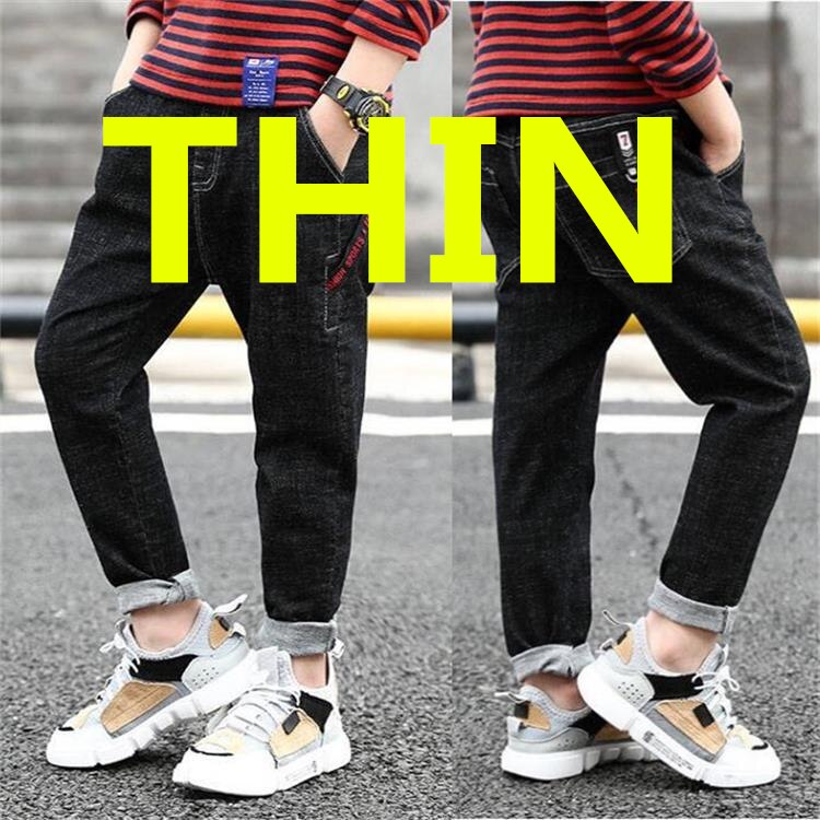Lente Winter Kids Broek Meisjes Jongen Jeans Dikke Kinderen Jeans voor Jongens Kids Baby Jeans Denim Broek Peuter Tiener Jongens kleding: black thin / 6