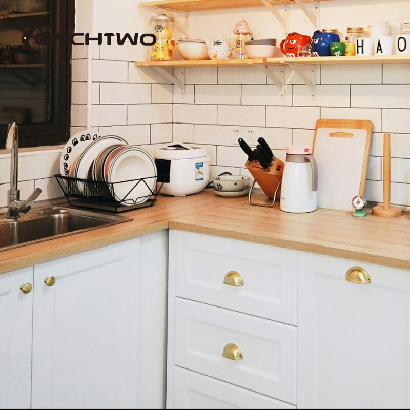 Gold/Bronze Shell Handle Ears Semicircular Shape Furniture Handles Wardrobe Cupboard Cabinet Knobs Kitchen Drawer Door Pulls