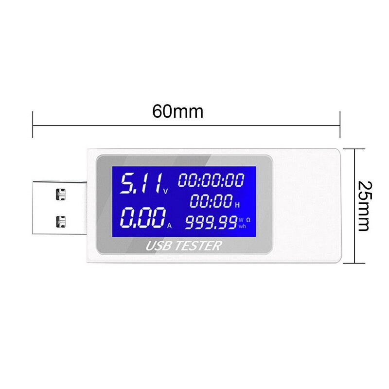 Usb tester multimeter digital strøm- og spændingsmåler kapacitet strømoplader detektor til smartphone