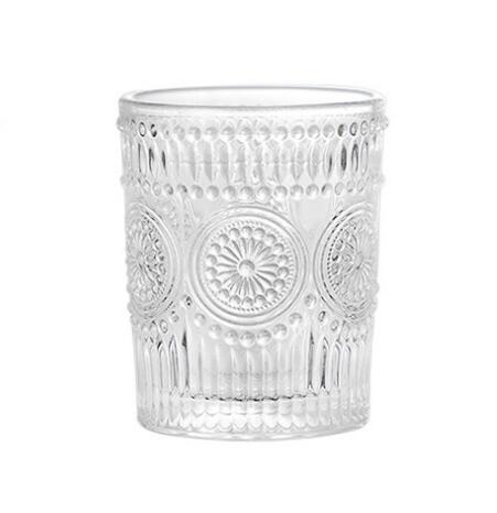 Nordisk retro relief solblomst glas vandglas vin juice mælk morgenmad guld indrammet glas: Ingen guldrunde