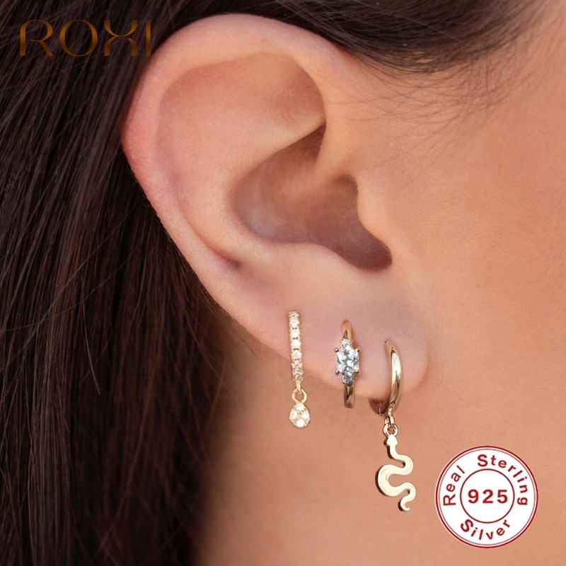 ROXI-Pendientes redondos de aro de circonita para Mujer, aretes de Plata de Ley 925, aretes de gota para Mujer, joyería de circonita AAAAA