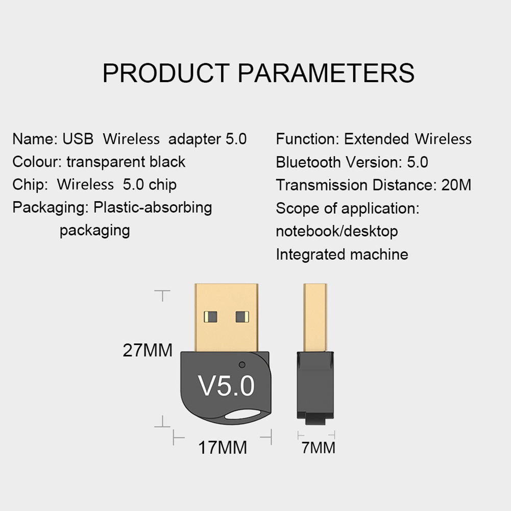 USB Bluetooth Adapter for PC Windows 10 8 Bluetooth 5.0 Dongle Receiver for Laptop Computer Mouse Keyboard Headset Printer