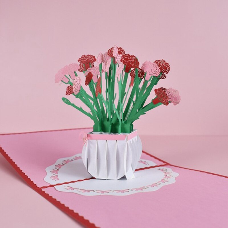3D Carnation, -Up Flower Card, Mother'S Day Greeting Cards, Anniversary, Birthday, Love, Thanksgiving Day