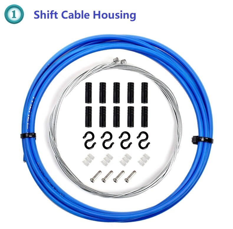 Cycling Bicycle Shift & Brake Cable Housing Set Mountain Bike Road Bicycle Brake & Shifter Cable Housing: Blue - Shift Set