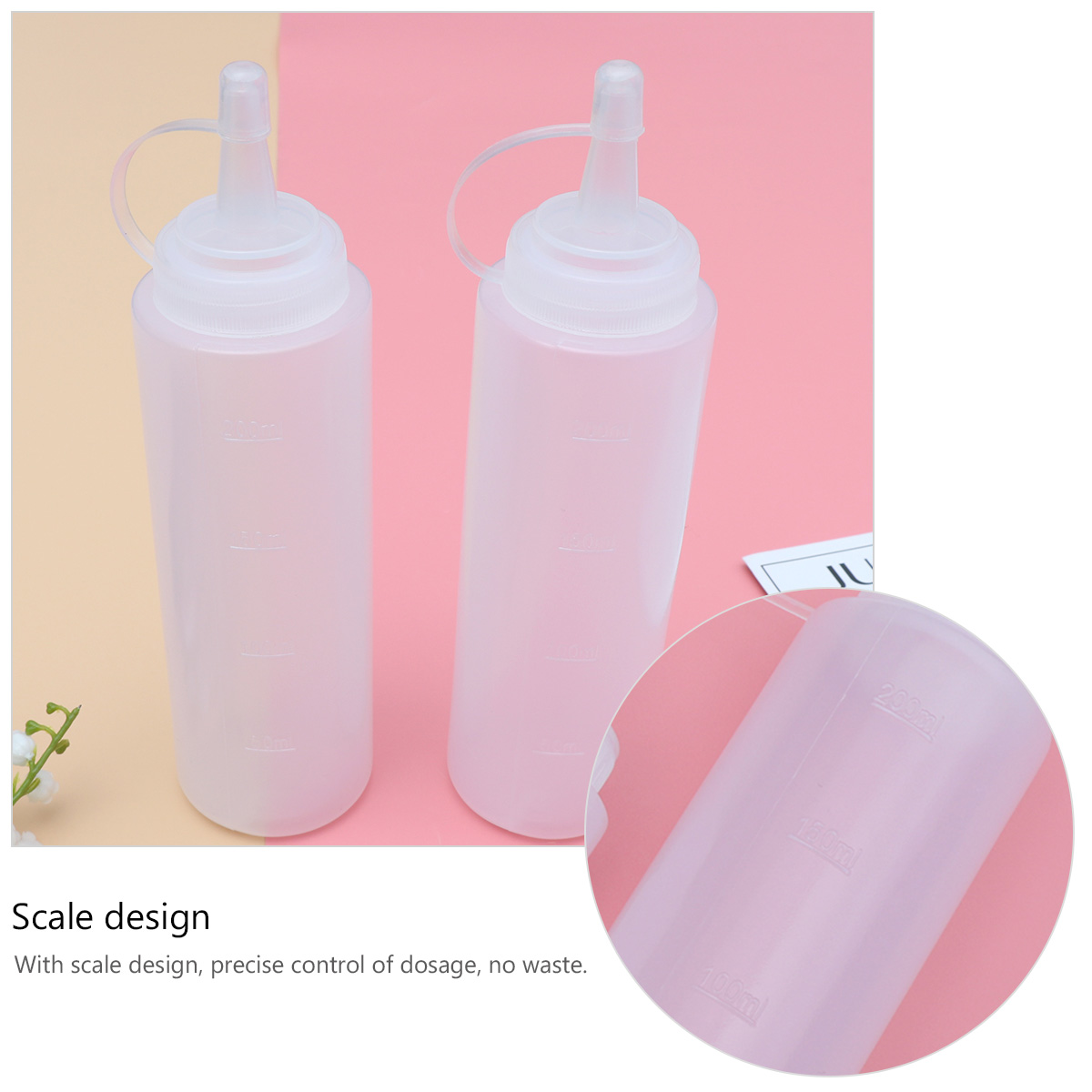 5pcs 230ml 8oz Plastic Squeeze Squirt Condiment Bottles with On Lids Dispensers for Ketchup Mustard Sauces Olive Oil BBQ Set