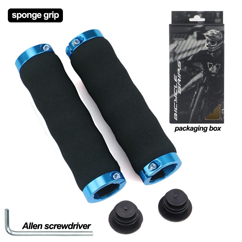 Foamed Rubber MTB Grips Alloys Bilateral Lock Bicycle Handlebar Soft Grip Anti-skid Mountain Bike Handle Accessories BMX Cycling: Sponge Blue