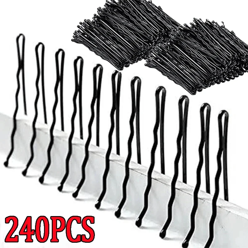 60/240 Uds. Pinzas para el cabello negras, horquilla en forma de U, horquilla ondulada Invisible, estilo de peinado, pasador de agarre para el cabello de Metal, accesorios para el cabello: Transparente