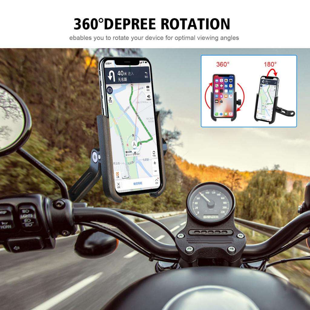 Universal Grip Handlebar Motorcycle Cell Phone Mount Black Aluminium Alloy