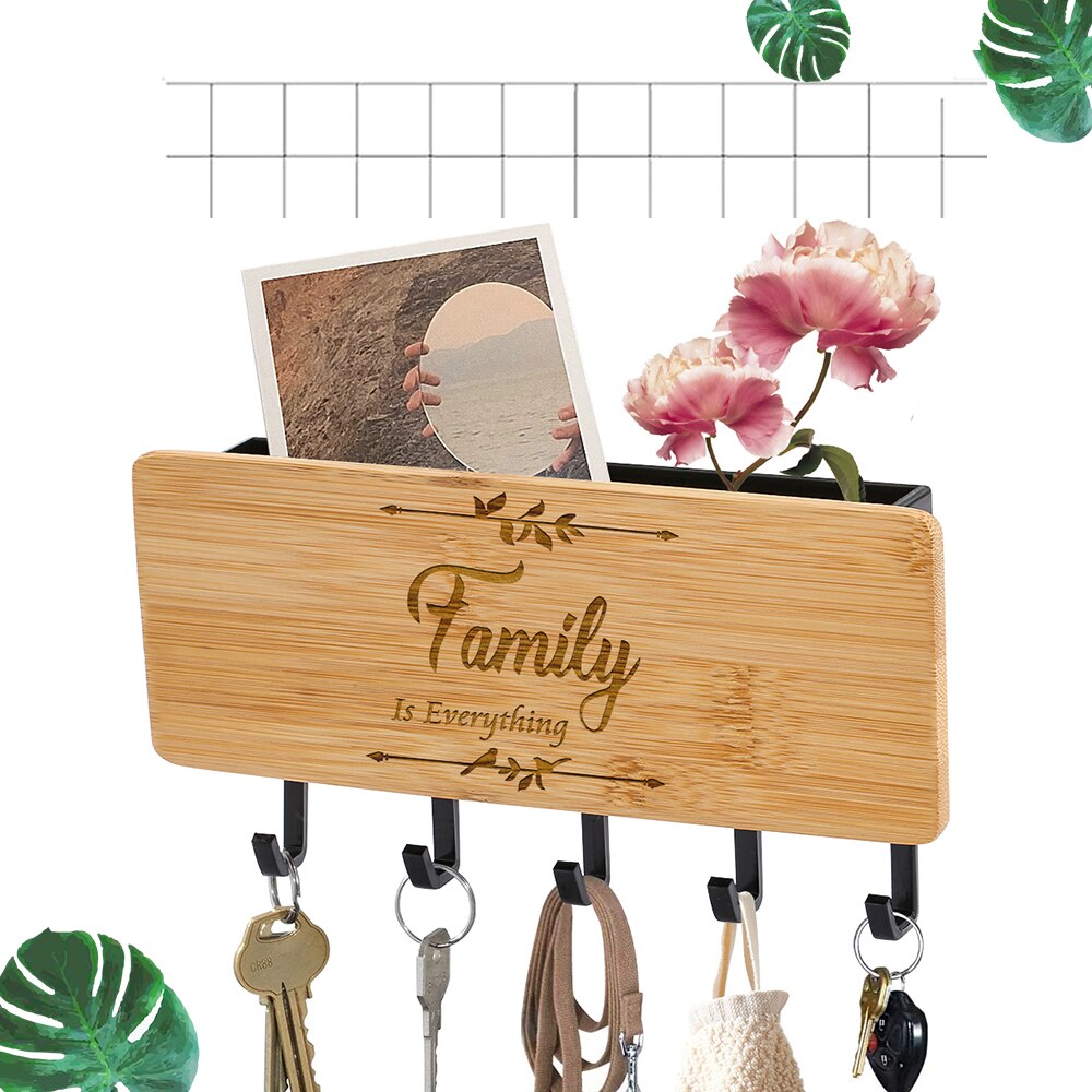 Colgador de llaves de tablero de bambú con letras – Grandado