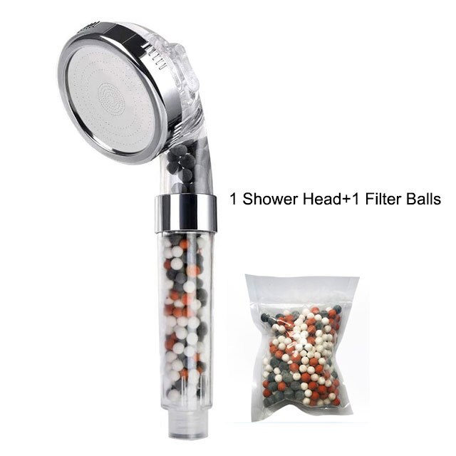 High Pressure Shower Head 3 Modes Adjustable SPA Replaceable Filter Shower Water Saving with Switch Button Shower: Auburn
