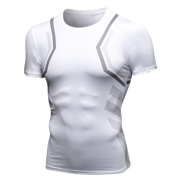 Herre quick dry mma fitness rashguard t-shirt 3d trykte korte ærmer kompression løbetoppe åndbart crossfit gym sportstøj: 91205 hvide / Eu størrelse l