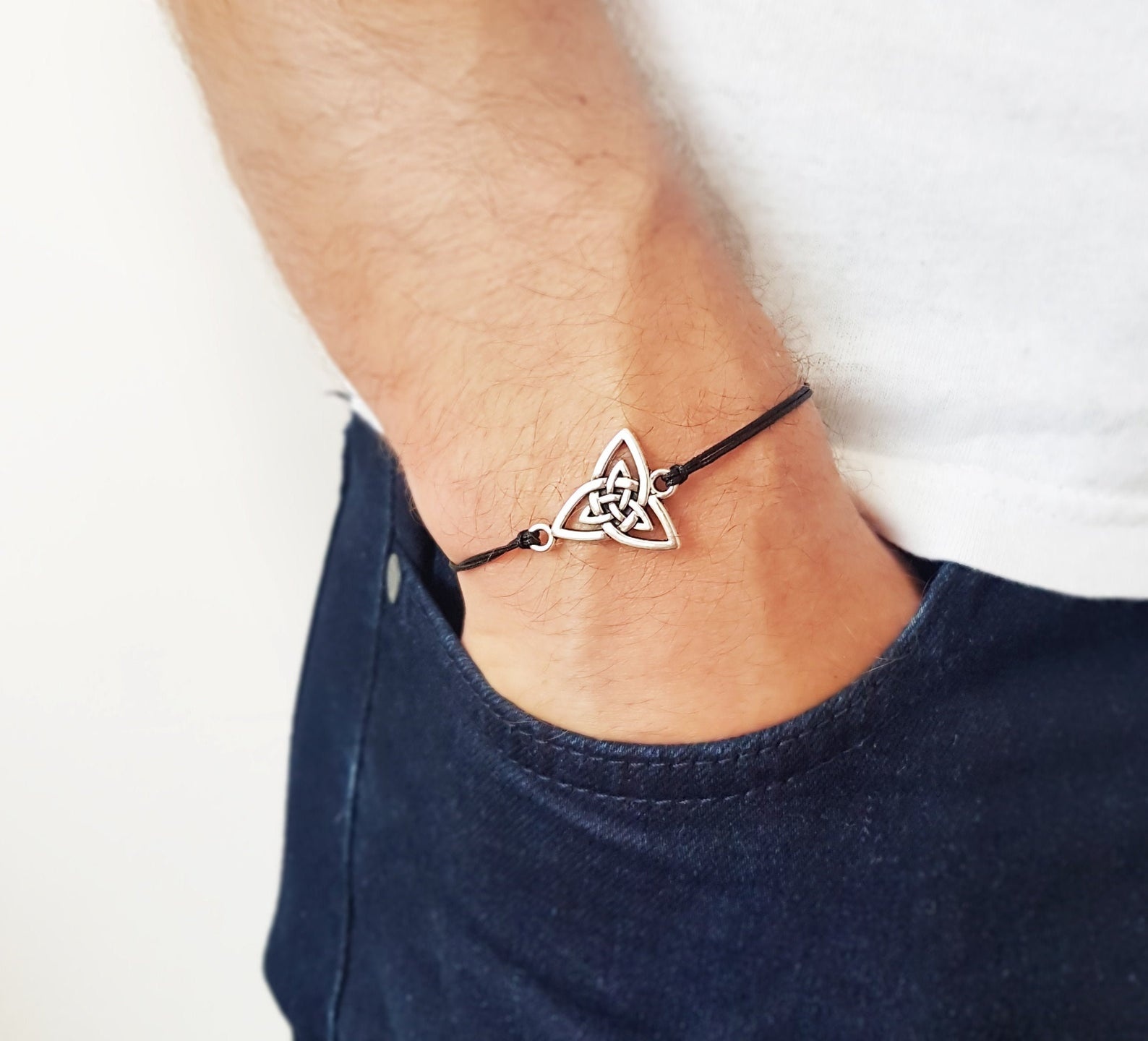 Pulsera Infinity Pulsera celta para hombre - Pulsera con nudo para hombre Joyería para hombre Pulsera OM Pulsera cruzada