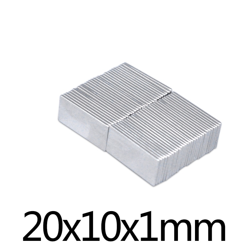 20-50 Stuks 20X10X1 Mm Vierkante Super Sterke Neodymium Magneet Blok Permanente Magneten 20X10X1 Mm Krachtige Magnetische Magneten 20*10*1 Mm