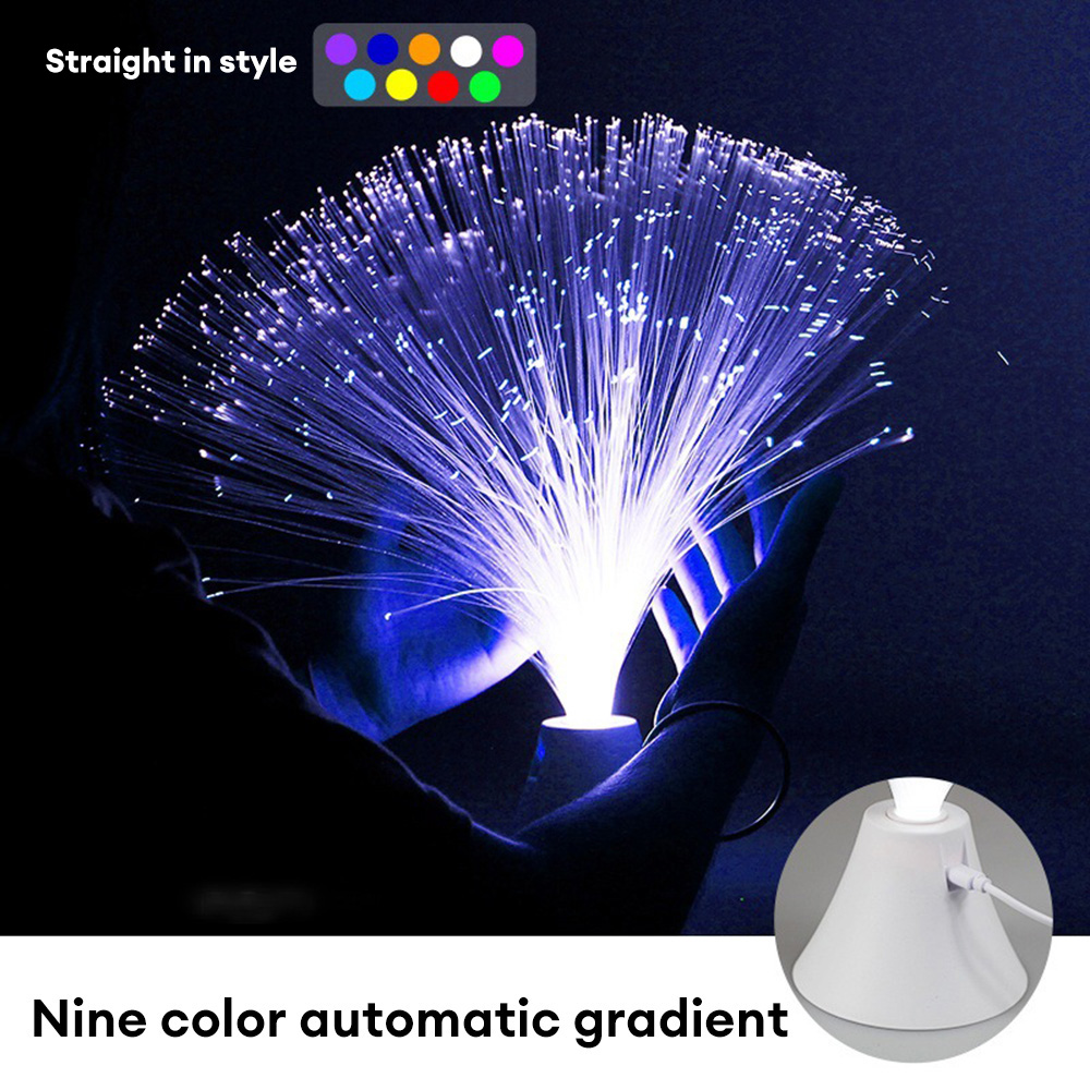 Luz LED de fibra óptica, iluminación nocturna de tres o nueve colores, lámpara de decoración, luces de ambiente de vacaciones