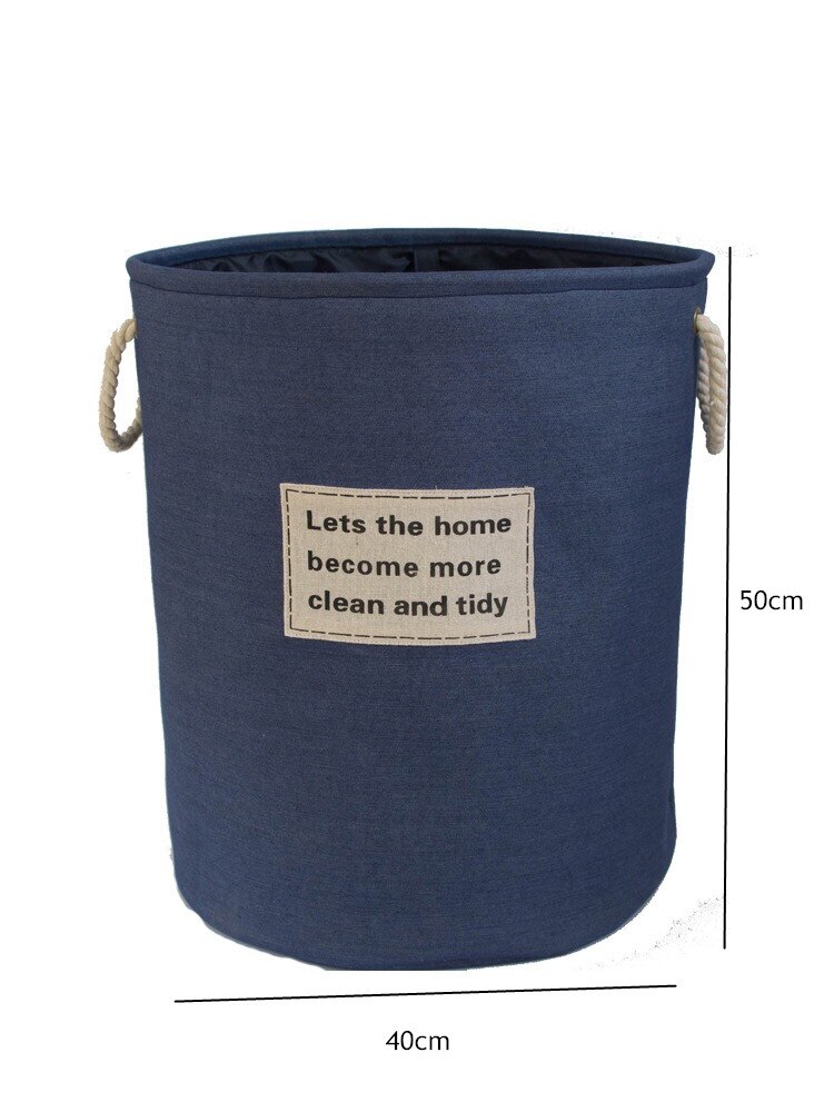 cotton linen large Round Collapsible Laundry Basket Dirty Clothes Organizer Toys Storage Box Bin Bucket Hamper With Handles: color 8