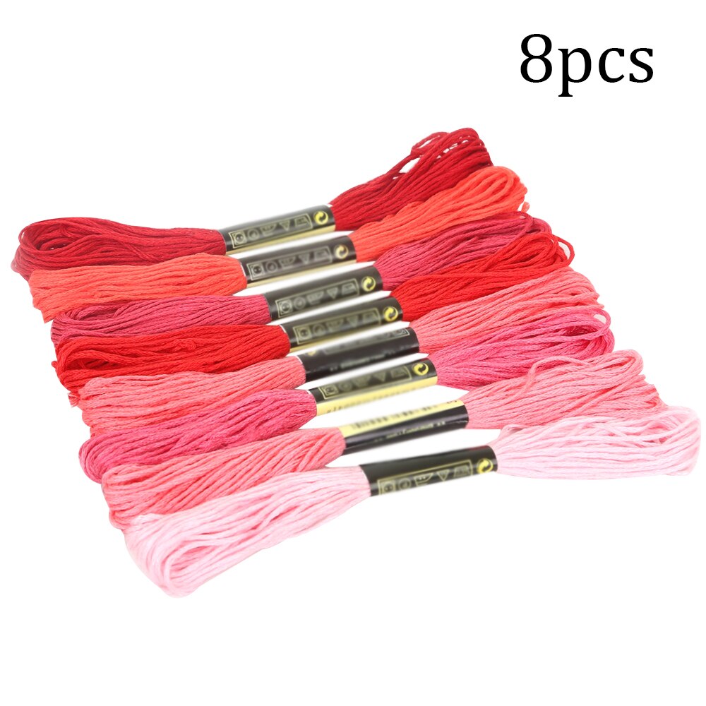 8 Uds Multicolor similares DMC hilo DIY Cruz puntada algodón ovillos de costura de hilo de bordado Kit de seda herramientas de costura: 04