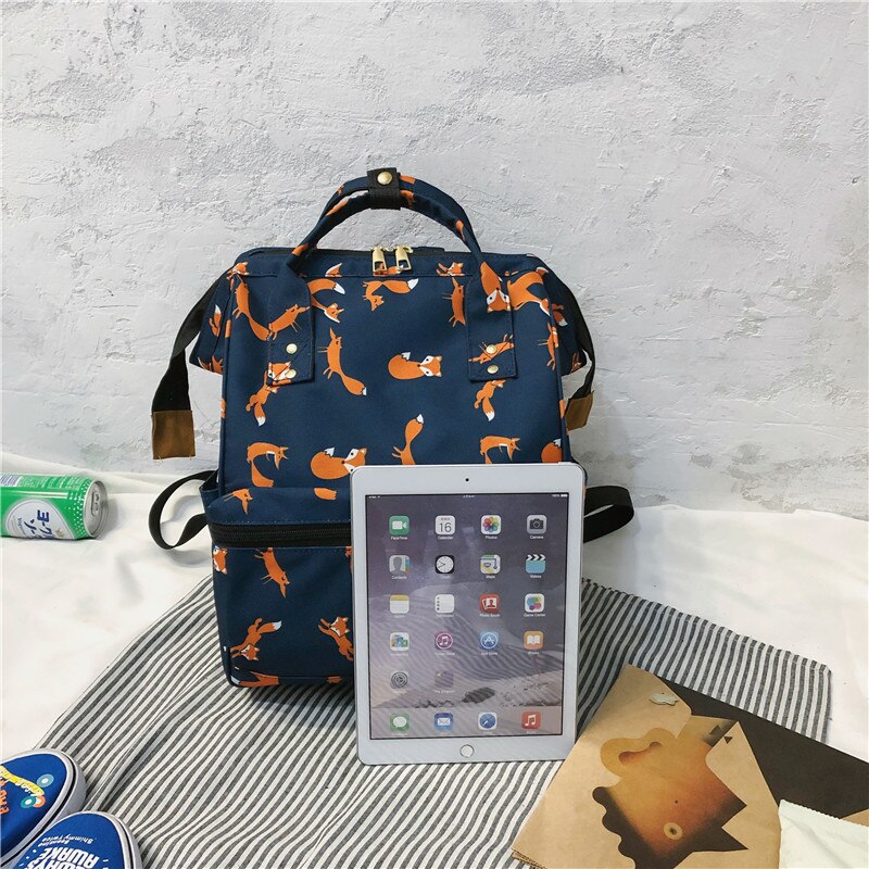 Preppy Waterdichte Nylon Vrouwen Rugzak Mode Vos Pengui Vrouwelijke Rugzak Schooltas Voor Meisjes Harajuku Student Boekentas Mochilas