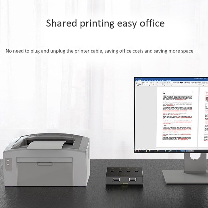 Usb Printer Delen Apparaat 4 Computers Delen 2 Printers 4 In 2 Out Switch Ondersteuning Printer U Schijf, toetsenbord, Muis