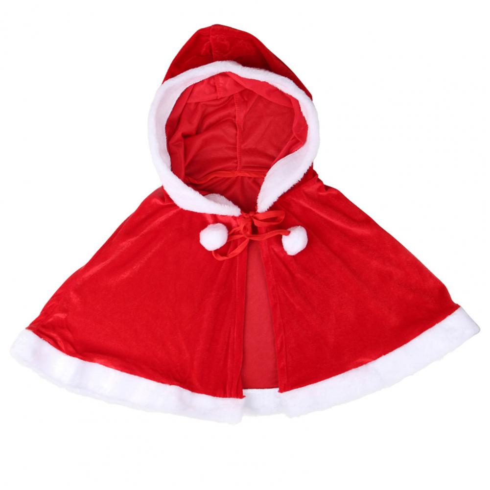 Cape De Noël Femme Fille GUMEI Velours Rouge Chaud Avec Col Peluche - Court Santa Cloak Châle Festif