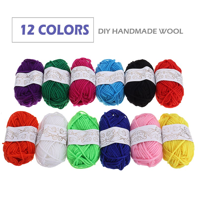 12Pcs Multi Kleuren Breiwol Garen Diy Hand Gehaakte Wol Garen Wol Lot Breien Bal Diy Draad 50M/Roll