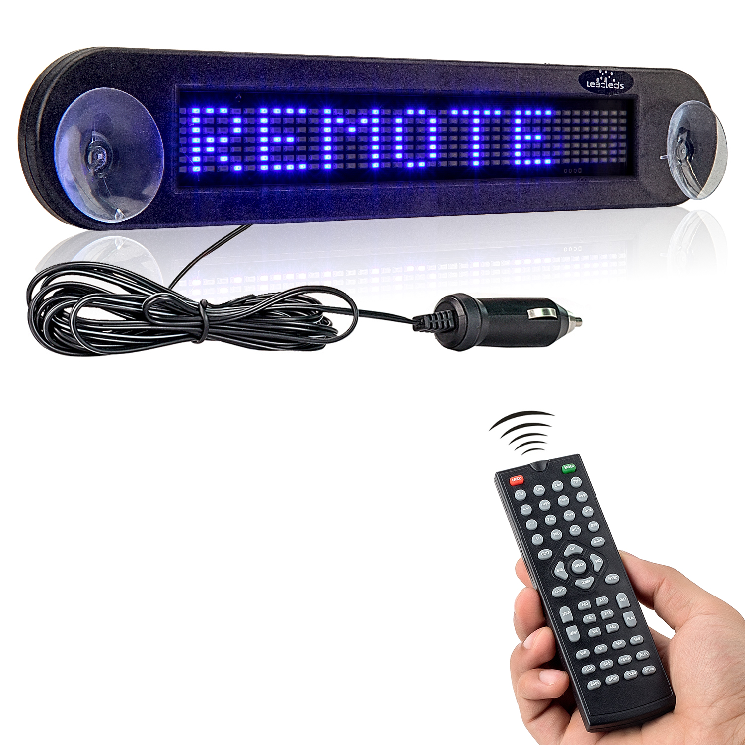 30CM 12V LED Car Sign Remote Control Programmable Scrolling Message LED Display Screen 7X40 Pixels Support English and Russinan