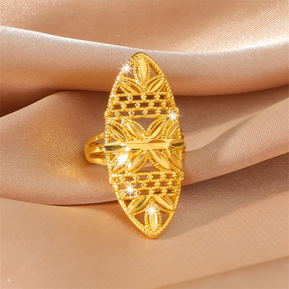 Dubai Arabische Midden-Oosten Sieraden Koper Vergulde verstelbare 24k dames lange ring Bruiloft banket feestcadeau: GRIJS