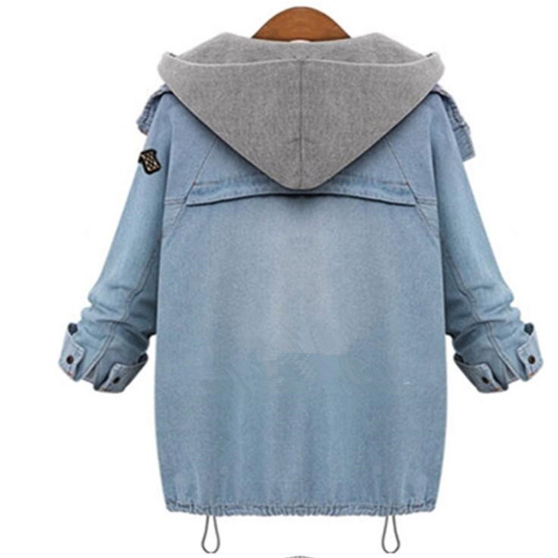 Blouson printemps-automne en Denim pour Femme, deux pièces, à capuche, grande taille, manteau de maternité