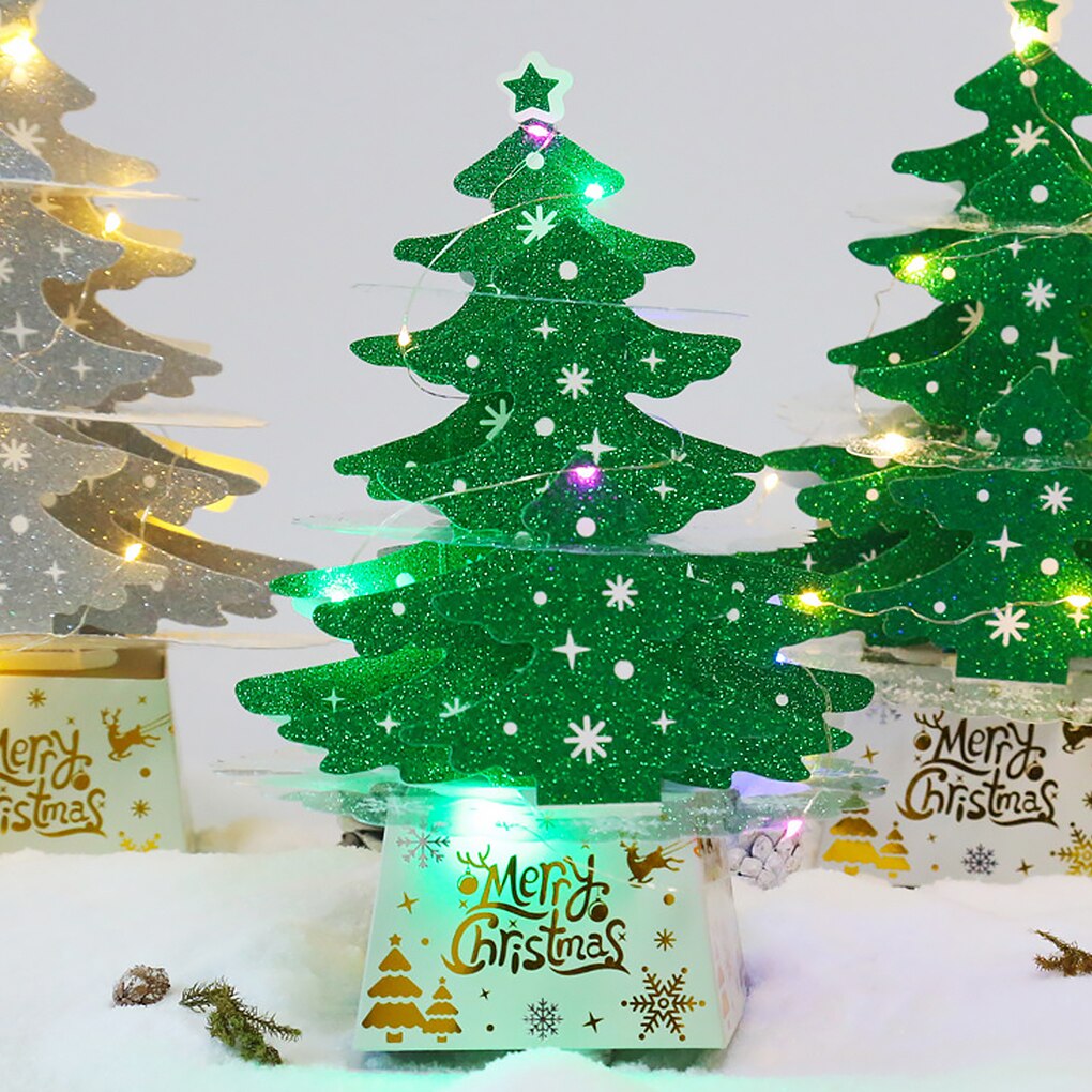 Tabletop Christmas Tree Light Artificial Xmas Decortaion Lighting Batter Operated Glow Dining Table Home Ornament Set