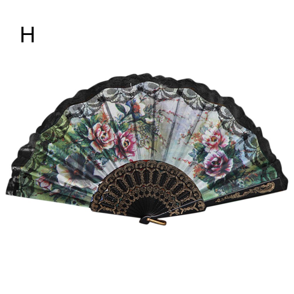 Chinese Stijl Kant Hand Held Folding Fan Dance Party Wedding Decor: H