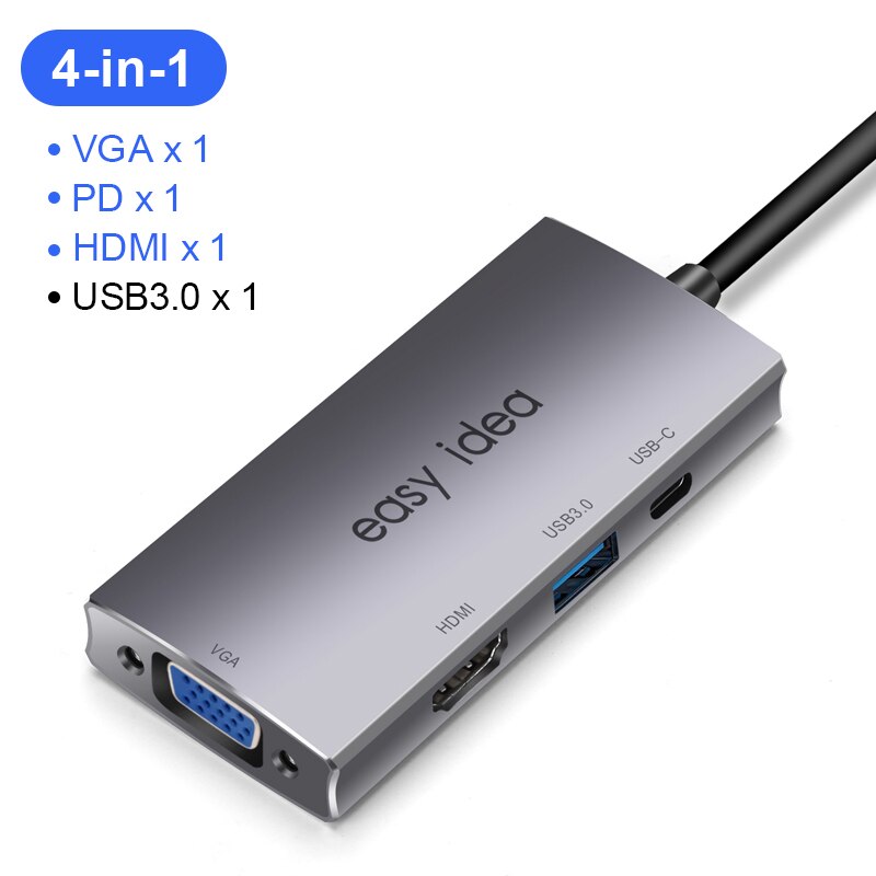 Usb C Hub Type C Hub Adapter Multi Usb 3.0 Splitter USB-C Hub Hdmi Vga Poort Meerdere Usb 3.1 Hab expander Voor Macbook Pro: 4 in 1HDMI model