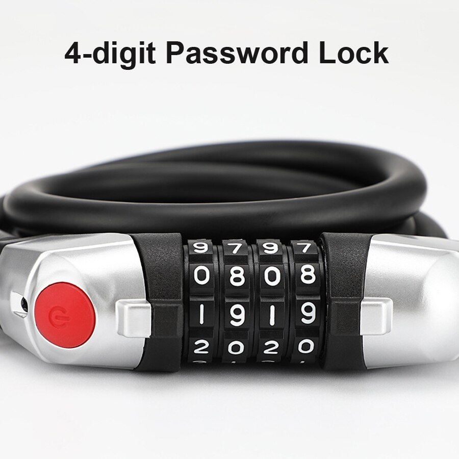 NEWBOLER LED Bicycle Lock MTB Road Bike Wheel Lock Anti-theft Motorcycle Scooter Cycling Password Lock Mount Bicycle Accessories