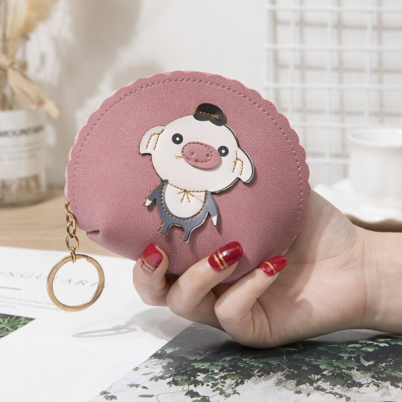 Woman Wallet Animal Cute Decor Coin Purses Girls Key Zipper Change Pouch Mini ID Credit Card Holder Pu Leather: 1