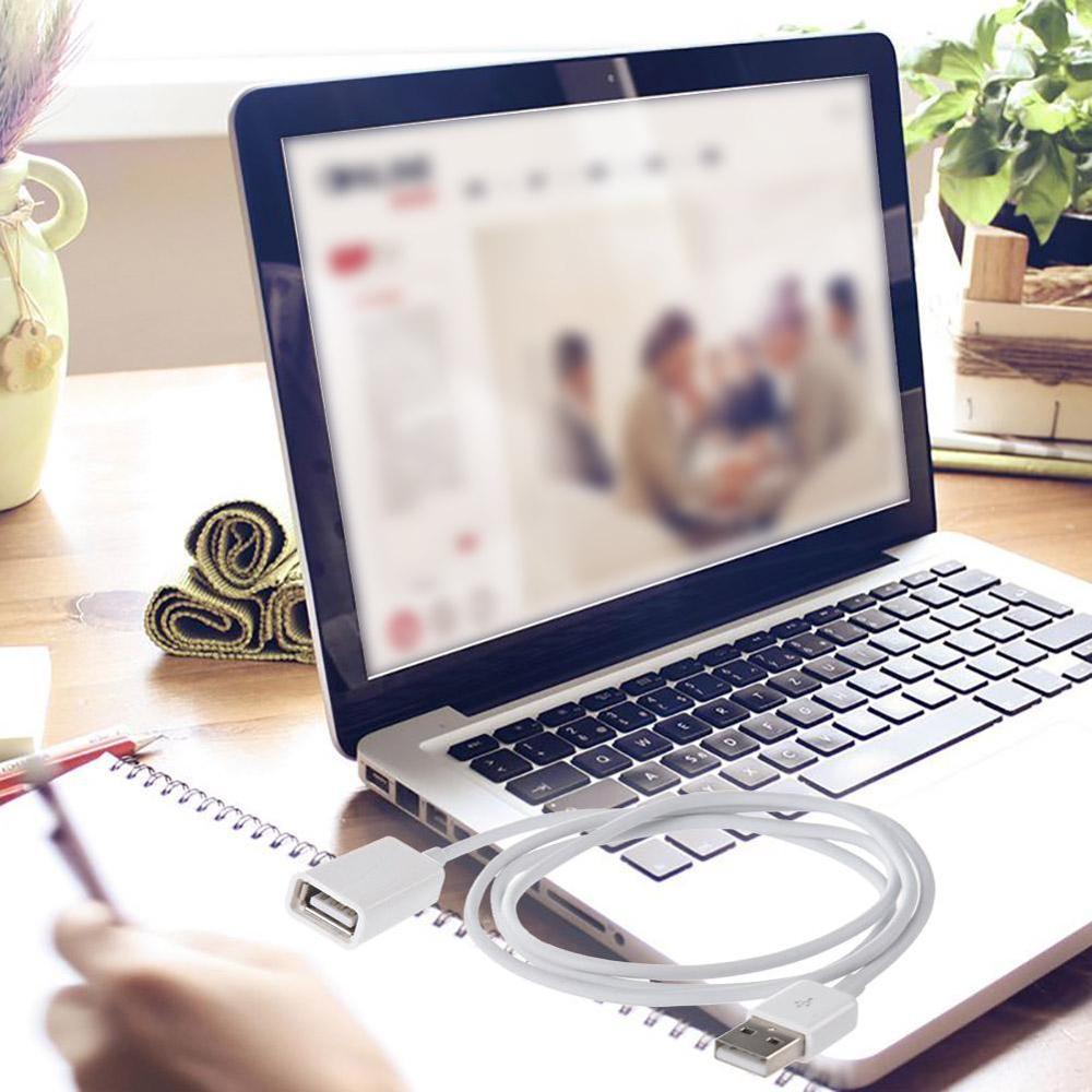 White PVC Metal USB 2.0 Male to Female Extension Adapter 3Ft 1m Cord Cable K9N4