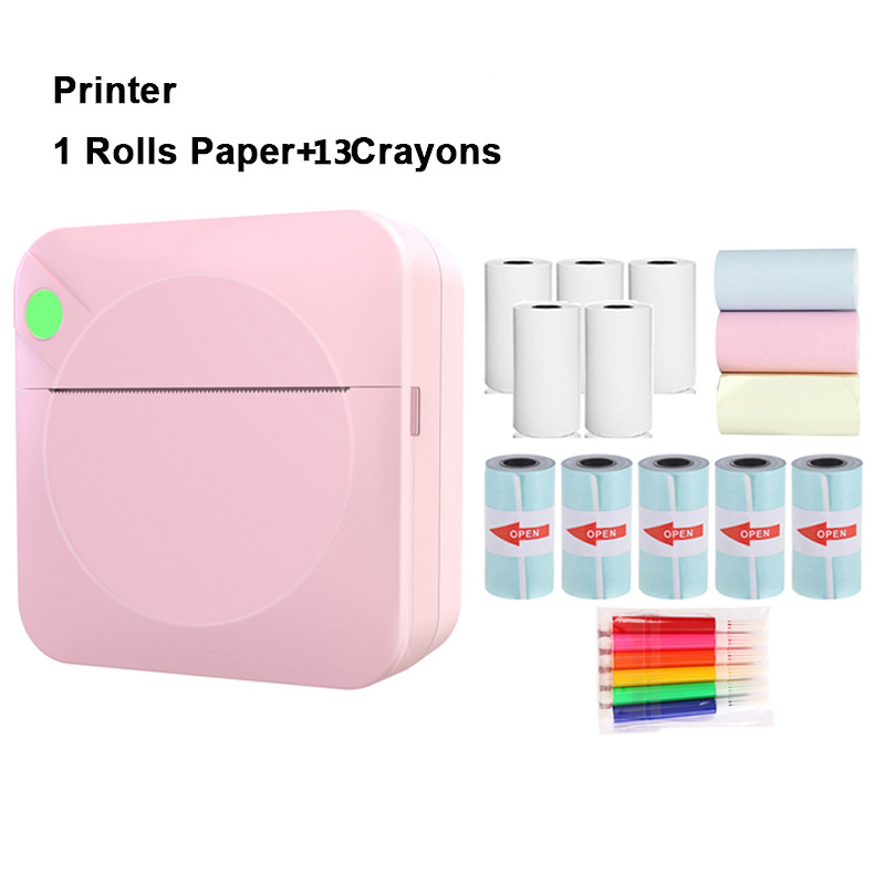 Mini Printer Portable Thermal Printing Machine Bluetooth Mini Photo Picture Label Printer for Android iOS DIY Home Use Printer: C17-PING-13PCS