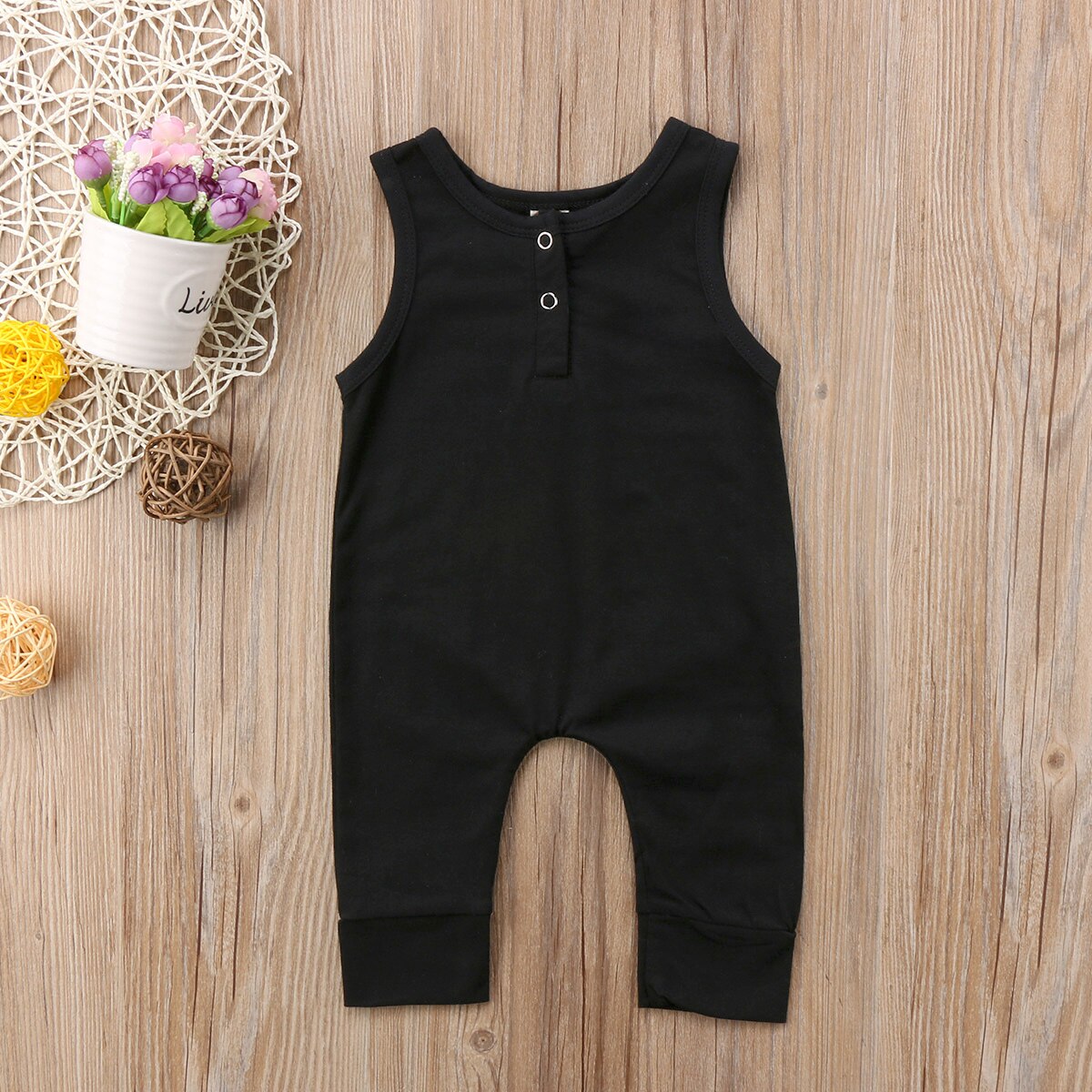Newborn Kids Babys Girls Boys Clothes Summer Solid Sleeveless Romper Jumpsuit Harem Pants Baby Girls Boy Clothes Outfits 0-18M