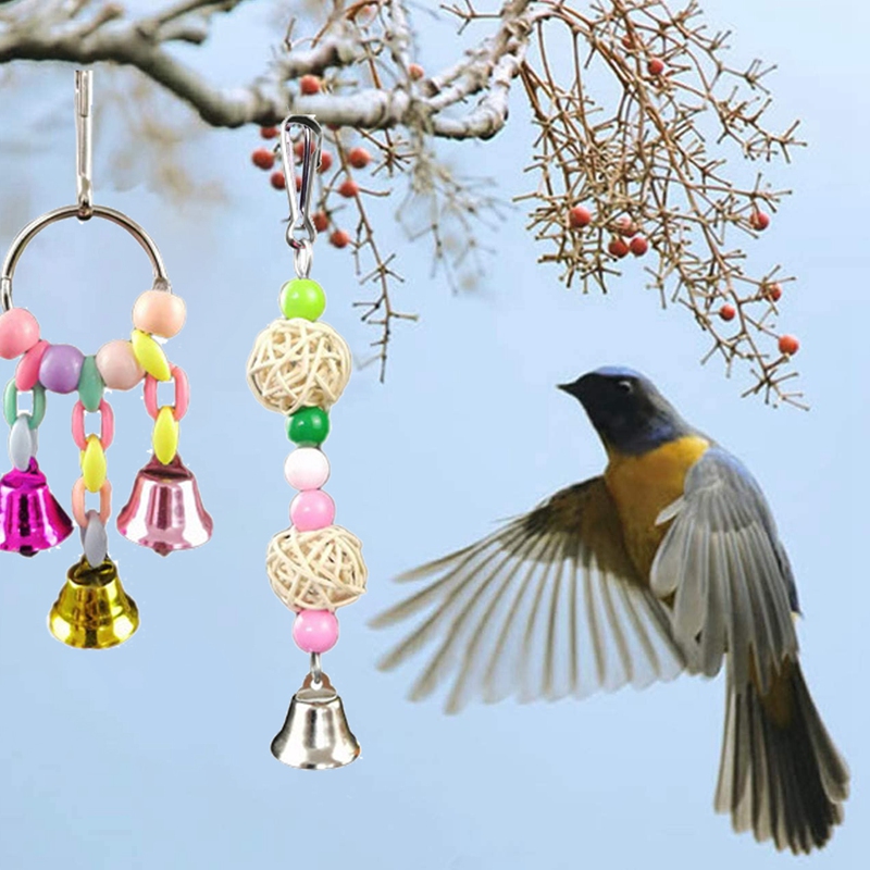 13 Pack Parakeet Toys, Hanging Bell Pet Cage Toys,Bird Swing Chewing Toys for Small Parrots,Finches,Love Birds