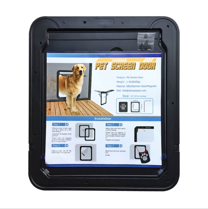 Pet Cat Dog Flap Door Lockable Magnetic Screen Door For Medium Large Dogs Gate Outdoor Enter Freely Easy Instal