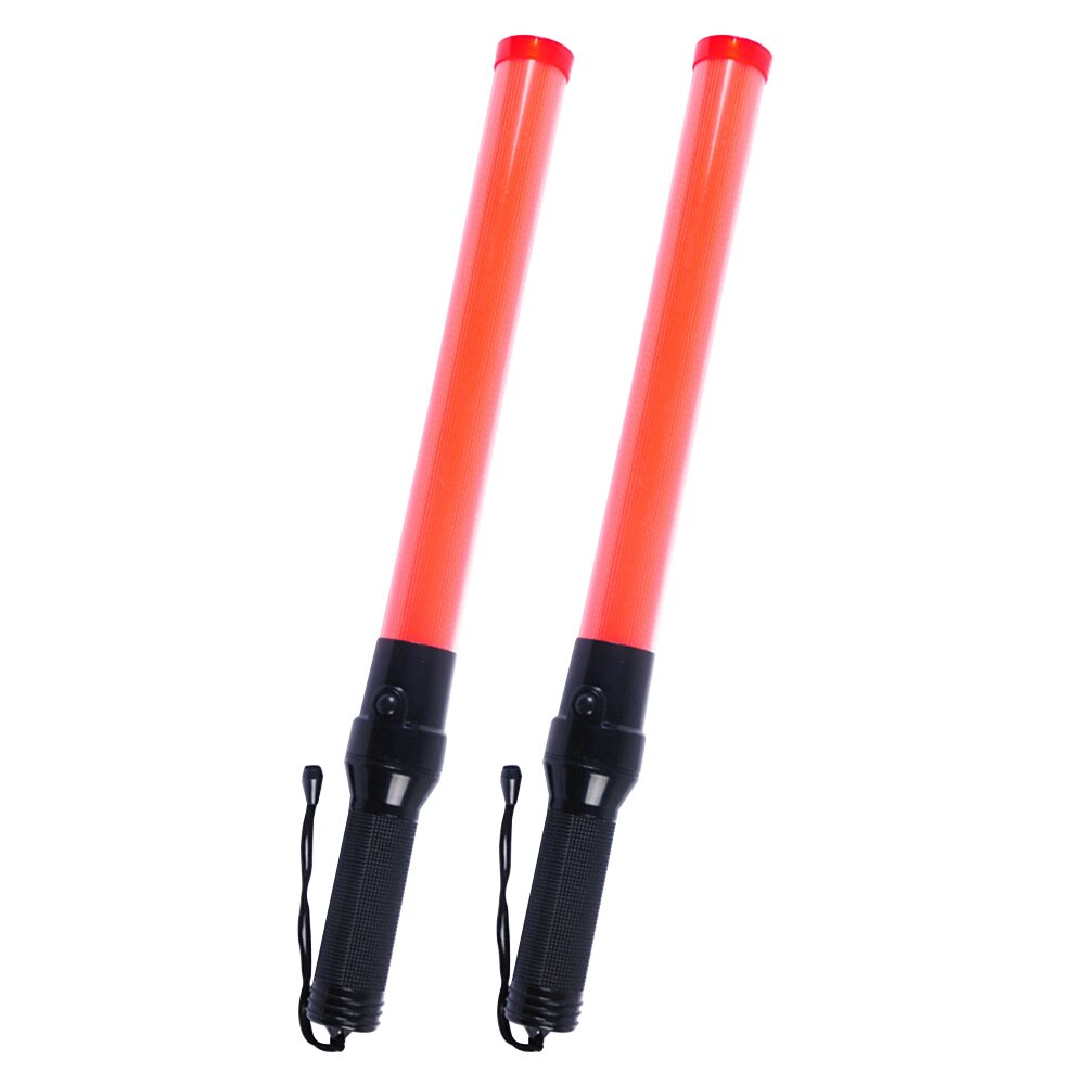 2pcs 21inch Portable Anti Slip Handle Safty Multifunctional Warning LED Traffic Baton Police Battery Operated 2 Flashing Modes