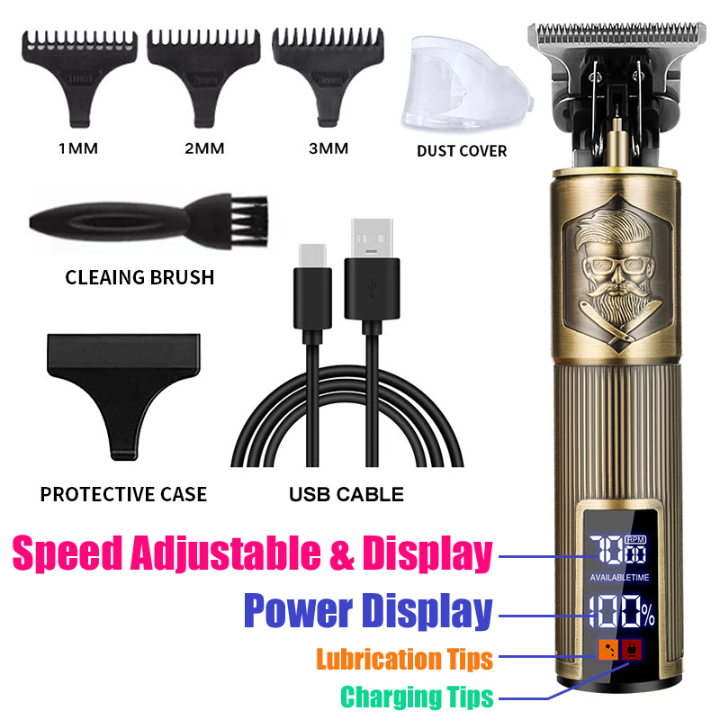 Tondeuse à cheveux électrique vintage T9, charge rapide USB, machine de découpe, rasoir portable, barbier: Rose